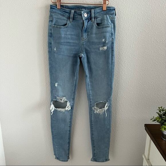 American Eagle Outfitters Denim - American Eagle Next Level Stretch Jegging Distressed Step Hem Raw 2